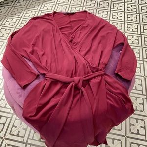 Burgundy wrap-around dress